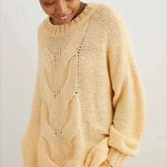 Aerie Women’s Happy Place Oversized Sweater Chunky Cable Knit Size XS - Picture 2 of 9